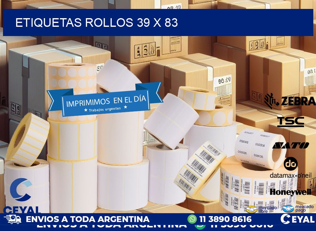 etiquetas rollos 39 x 83
