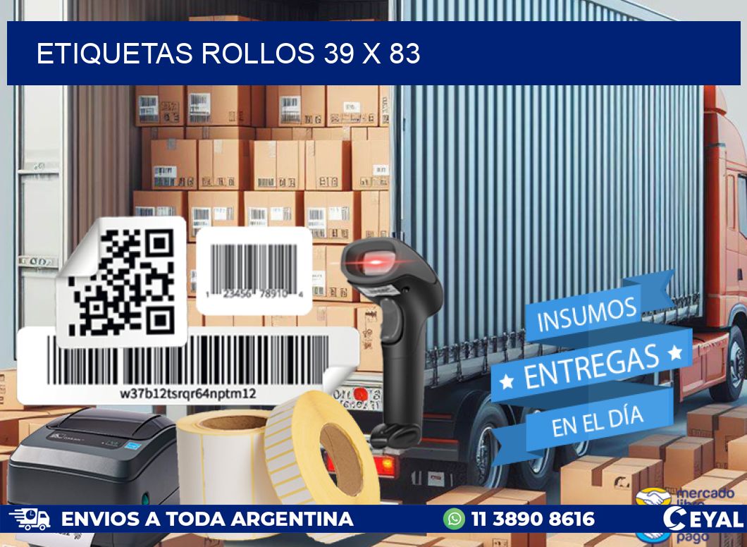 etiquetas rollos 39 x 83