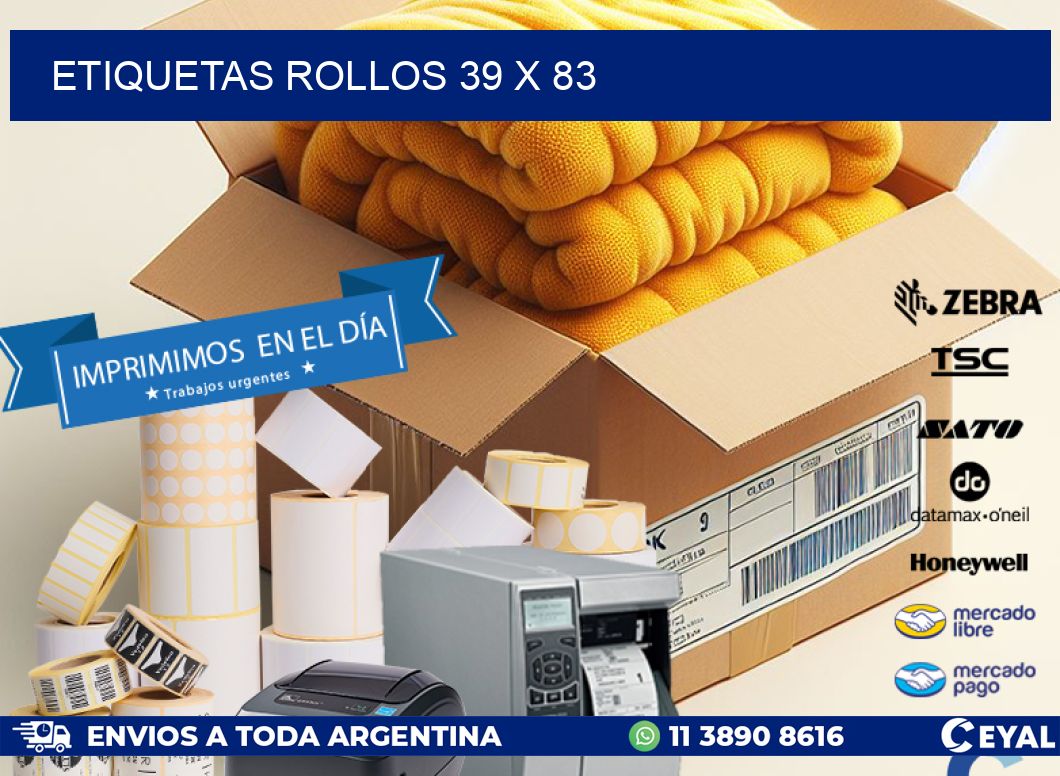 etiquetas rollos 39 x 83