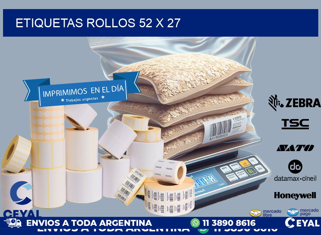 etiquetas rollos 52 x 27