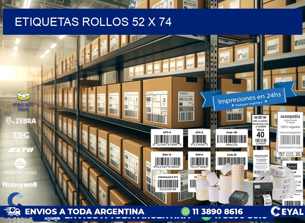 etiquetas rollos 52 x 74