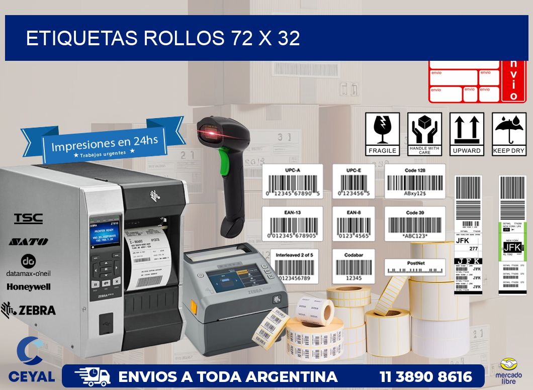 etiquetas rollos 72 x 32