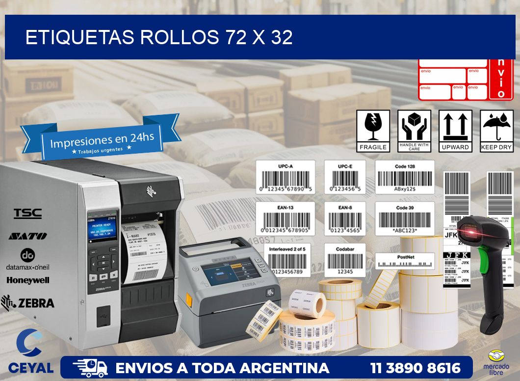 etiquetas rollos 72 x 32