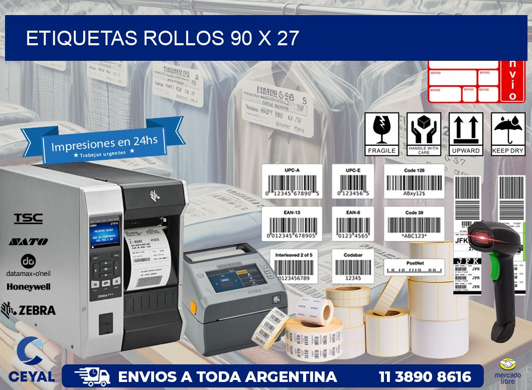 etiquetas rollos 90 x 27