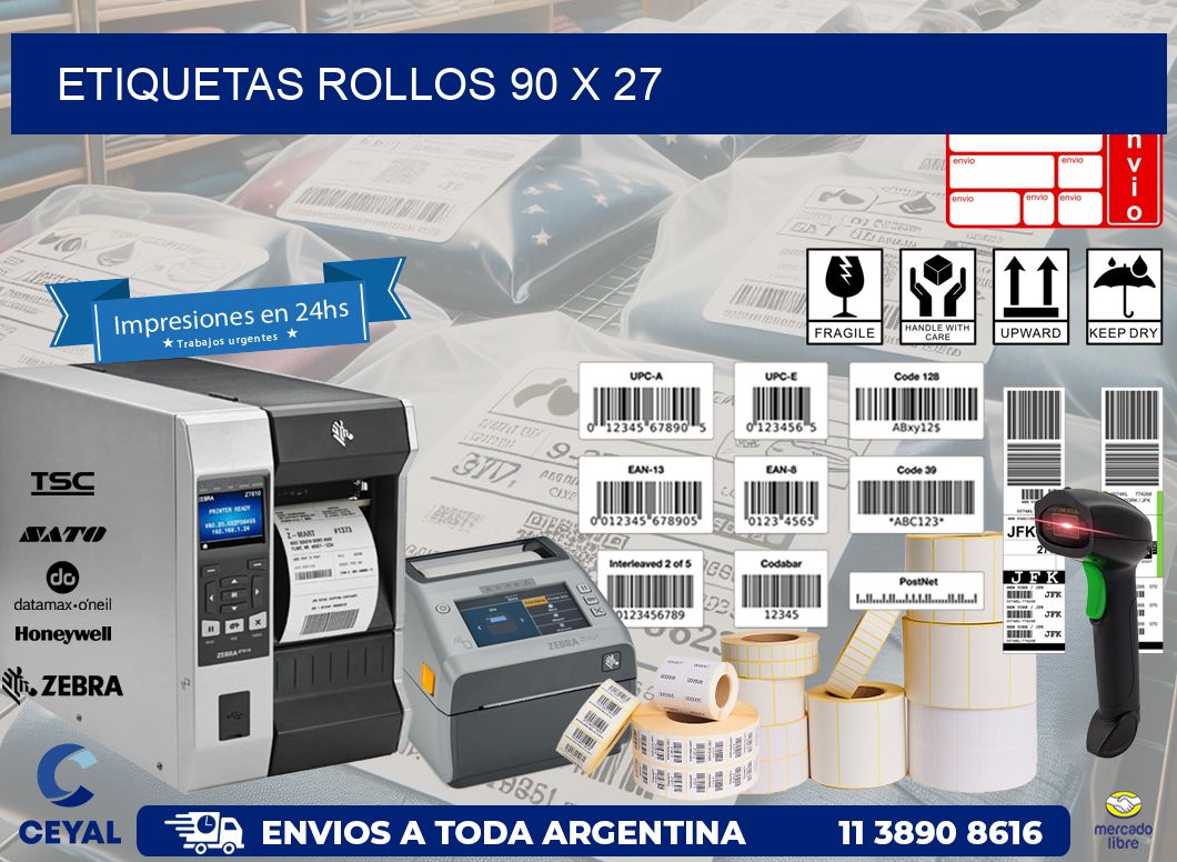 etiquetas rollos 90 x 27
