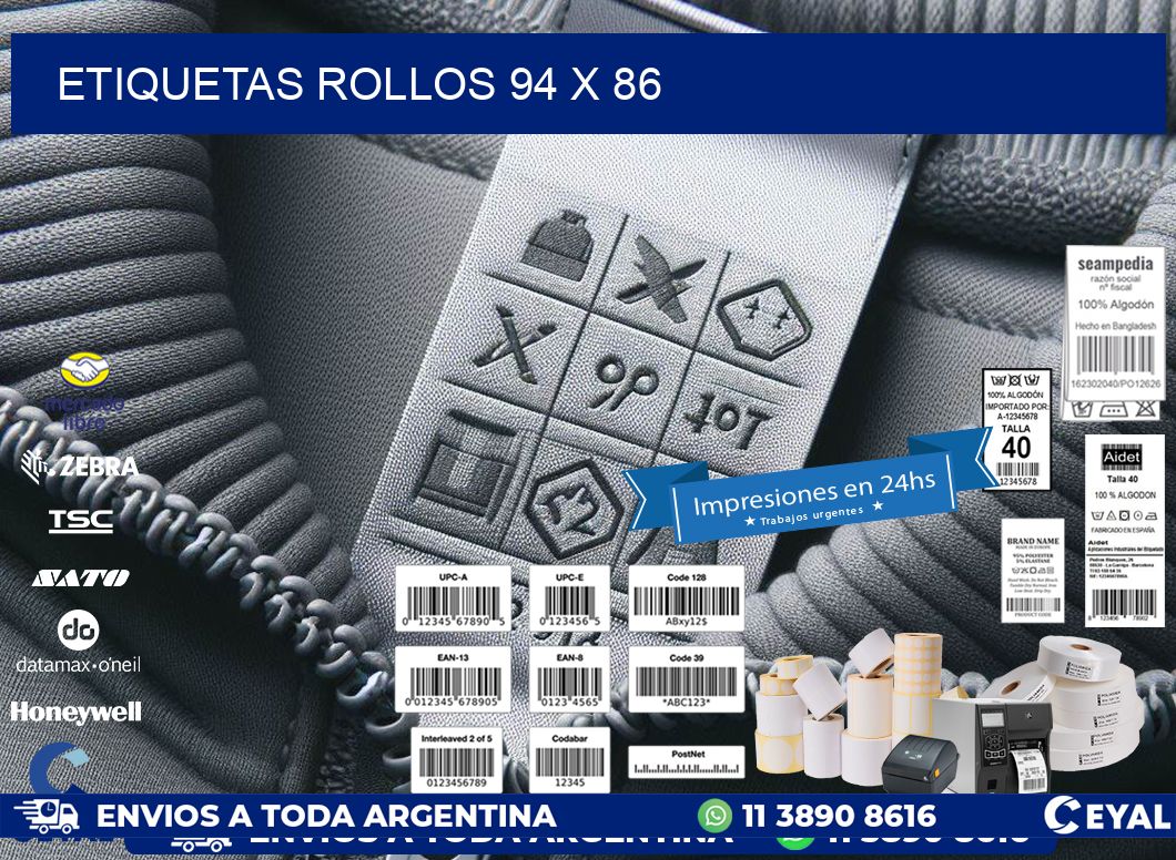 etiquetas rollos 94 x 86