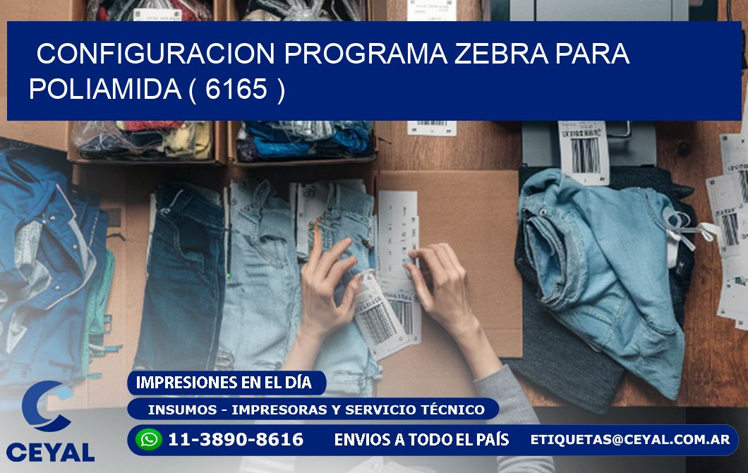 CONFIGURACION PROGRAMA ZEBRA PARA POLIAMIDA ( 6165 )