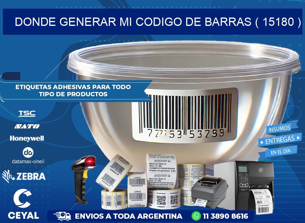 DONDE GENERAR MI CODIGO DE BARRAS ( 15180 )