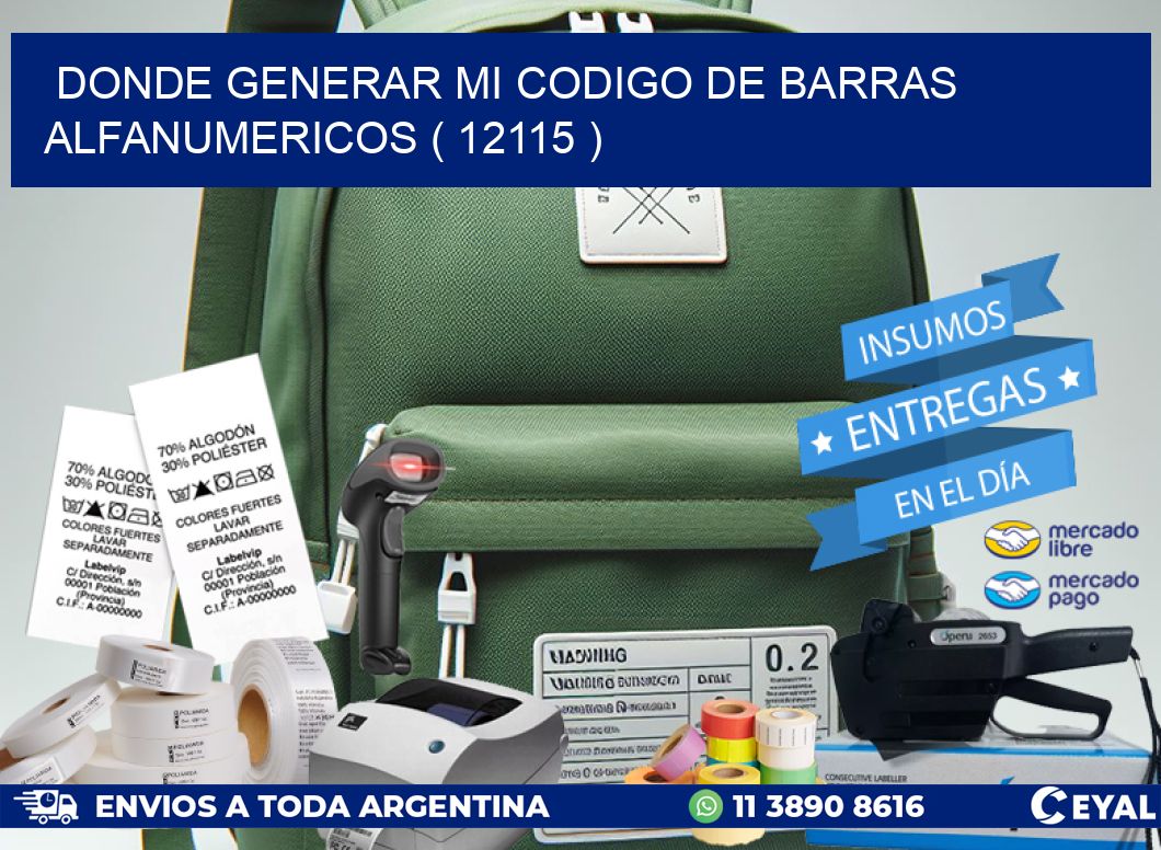 DONDE GENERAR MI CODIGO DE BARRAS ALFANUMERICOS ( 12115 )