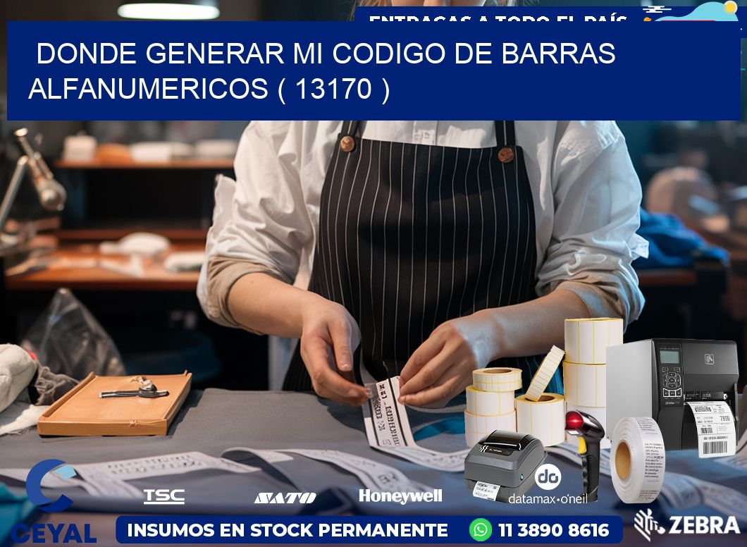 DONDE GENERAR MI CODIGO DE BARRAS ALFANUMERICOS ( 13170 )