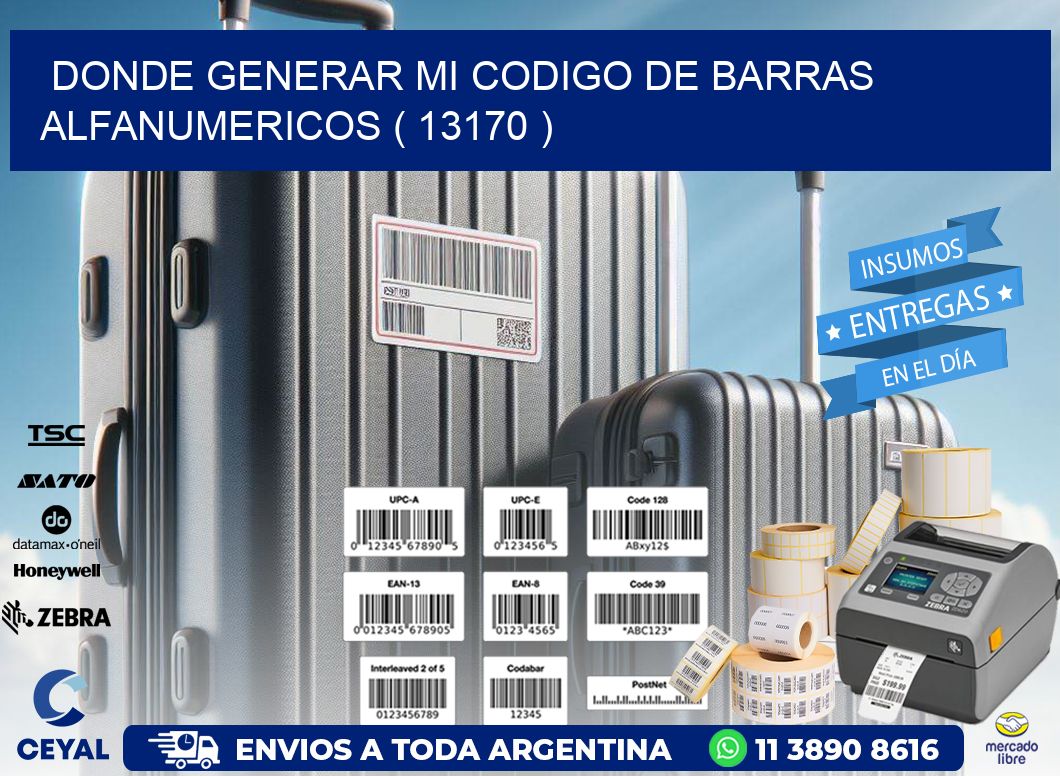 DONDE GENERAR MI CODIGO DE BARRAS ALFANUMERICOS ( 13170 )