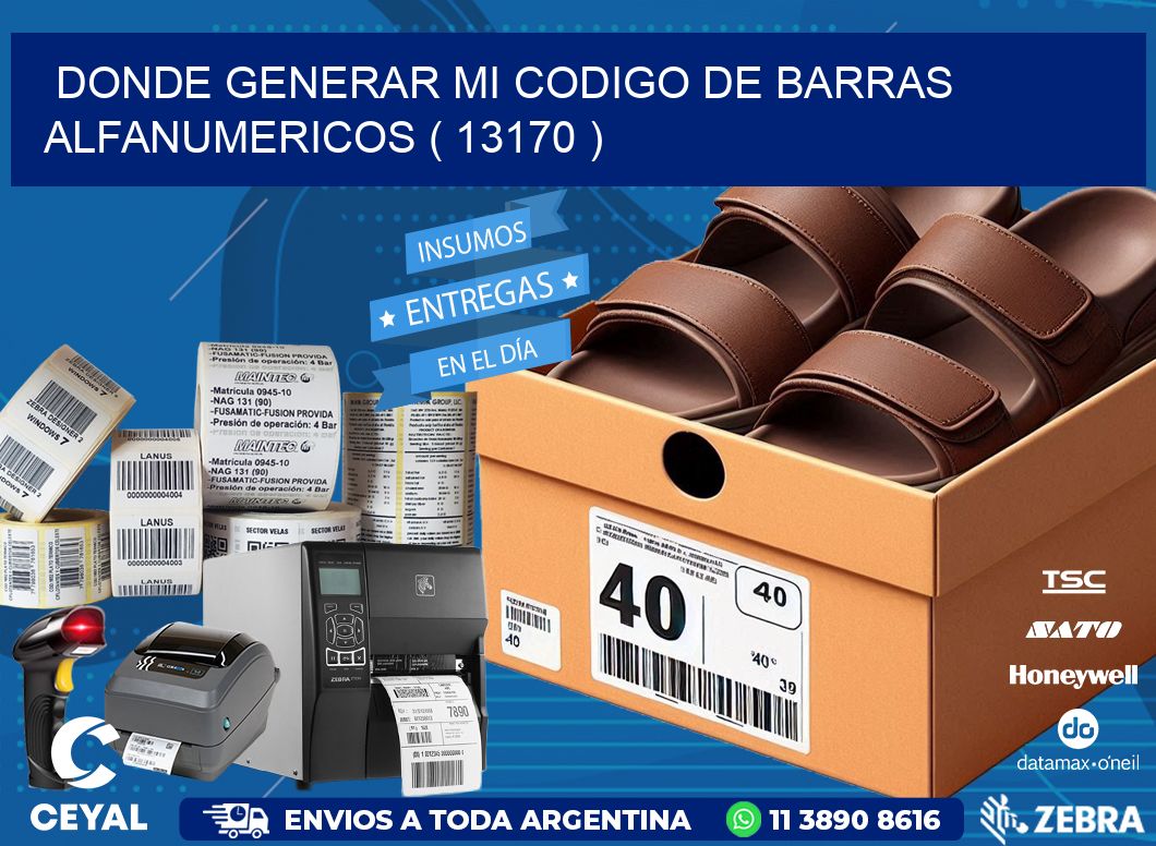 DONDE GENERAR MI CODIGO DE BARRAS ALFANUMERICOS ( 13170 )