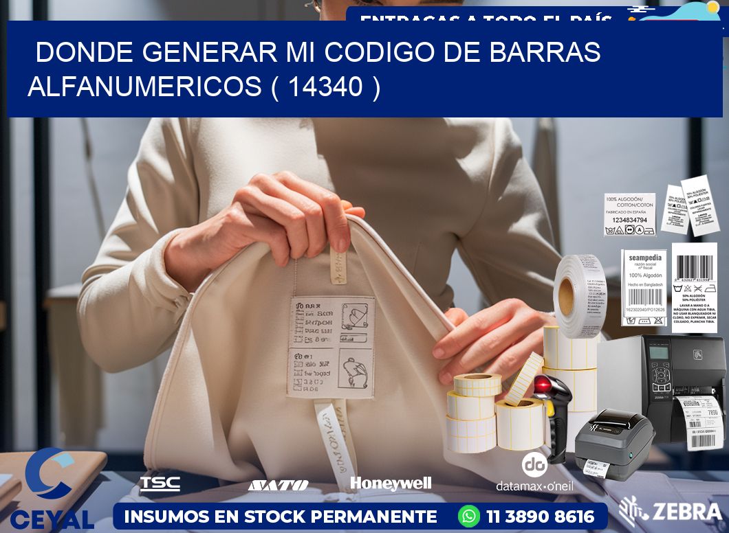 DONDE GENERAR MI CODIGO DE BARRAS ALFANUMERICOS ( 14340 )