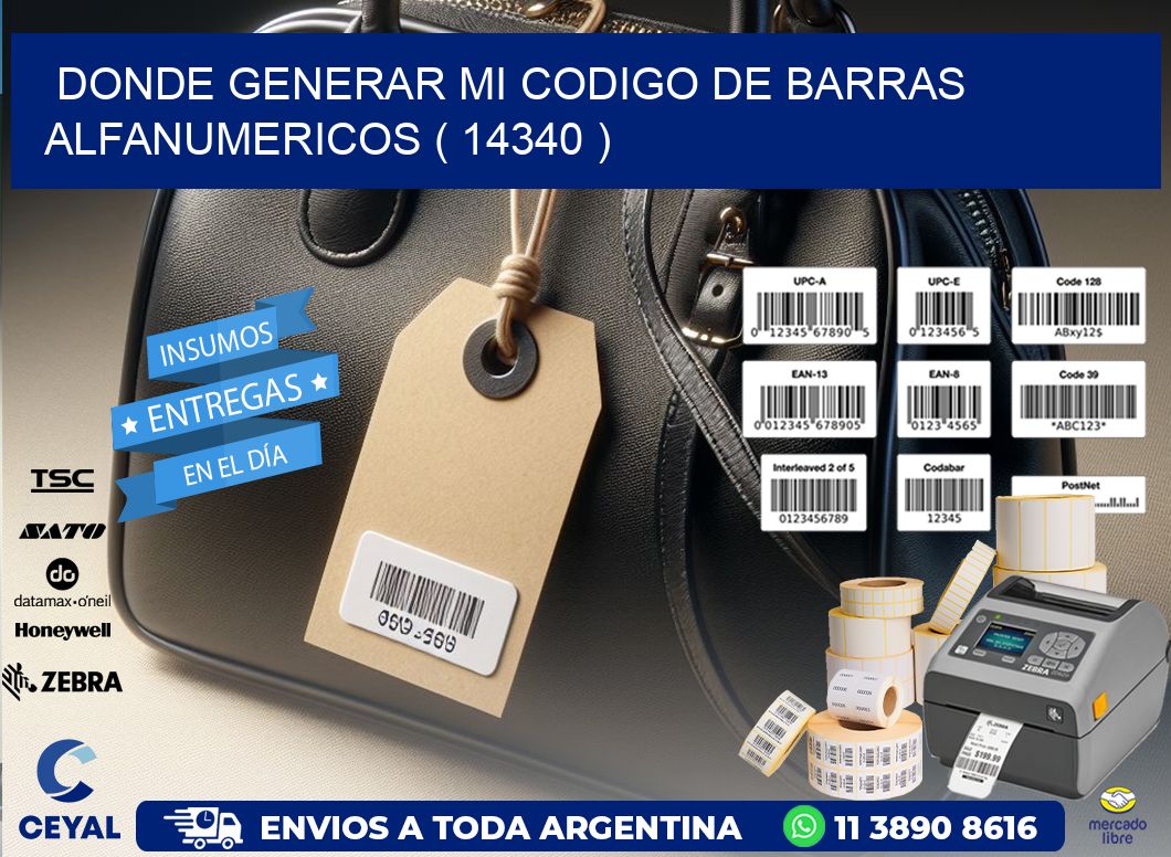 DONDE GENERAR MI CODIGO DE BARRAS ALFANUMERICOS ( 14340 )
