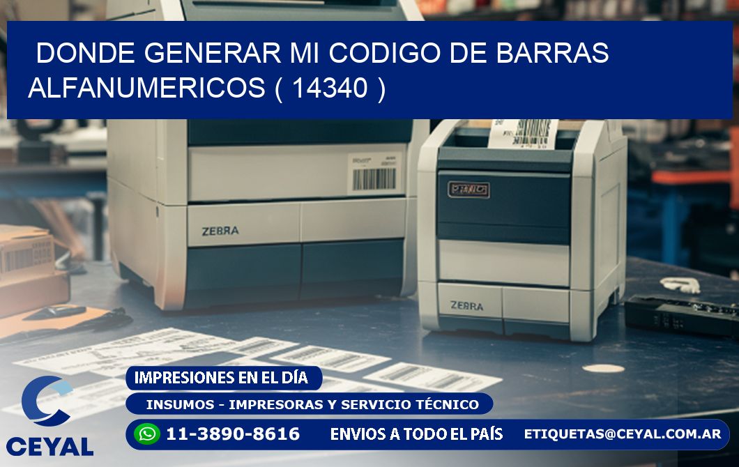 DONDE GENERAR MI CODIGO DE BARRAS ALFANUMERICOS ( 14340 )