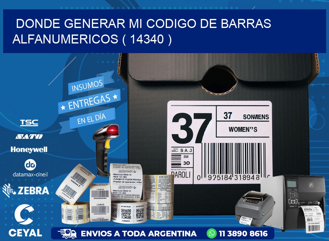 DONDE GENERAR MI CODIGO DE BARRAS ALFANUMERICOS ( 14340 )
