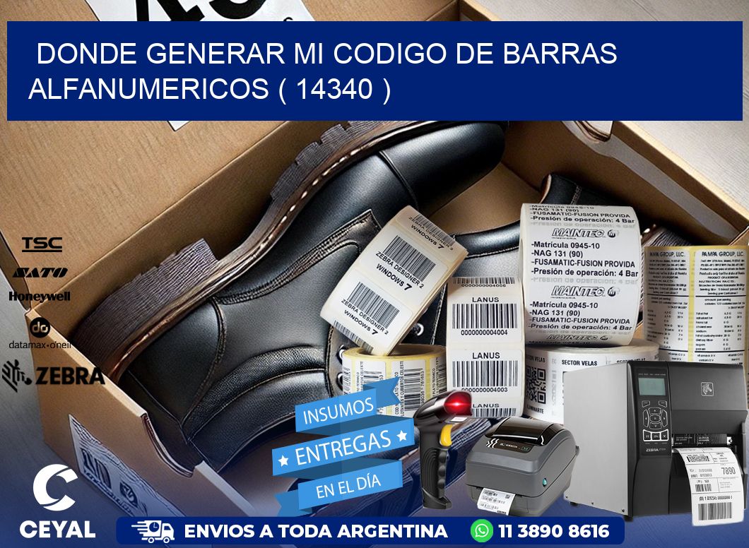 DONDE GENERAR MI CODIGO DE BARRAS ALFANUMERICOS ( 14340 )