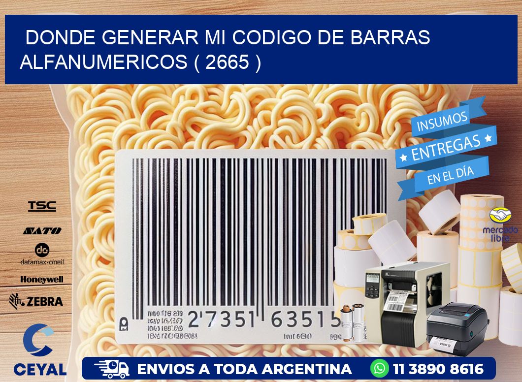 DONDE GENERAR MI CODIGO DE BARRAS ALFANUMERICOS ( 2665 )