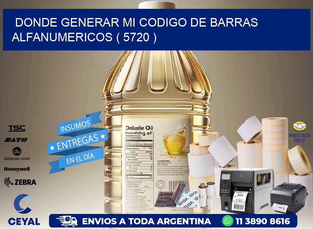 DONDE GENERAR MI CODIGO DE BARRAS ALFANUMERICOS ( 5720 )
