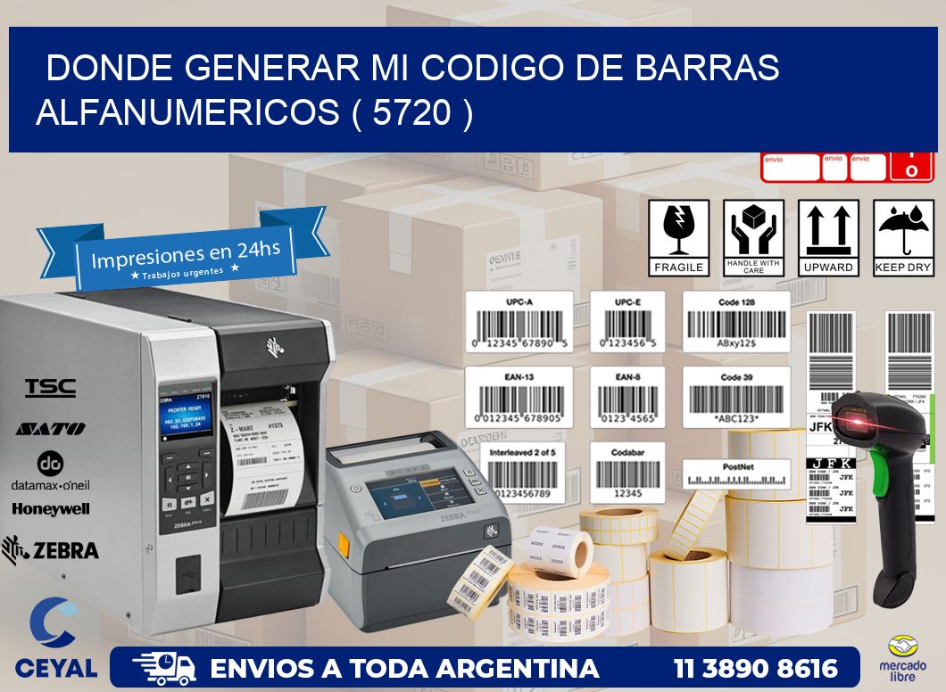 DONDE GENERAR MI CODIGO DE BARRAS ALFANUMERICOS ( 5720 )