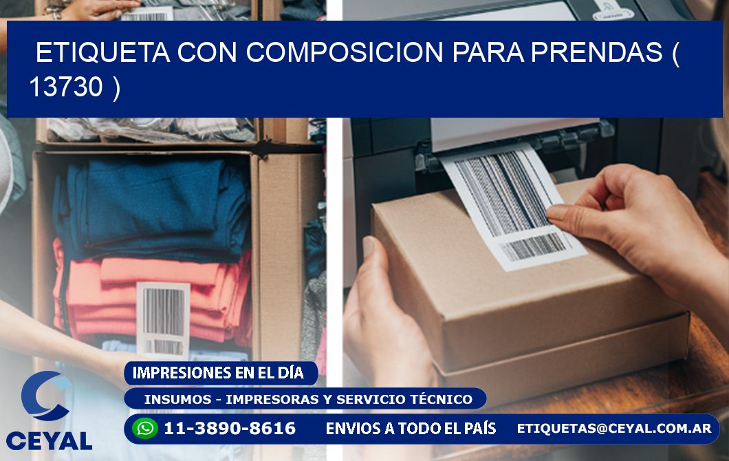 ETIQUETA CON COMPOSICION PARA PRENDAS ( 13730 )