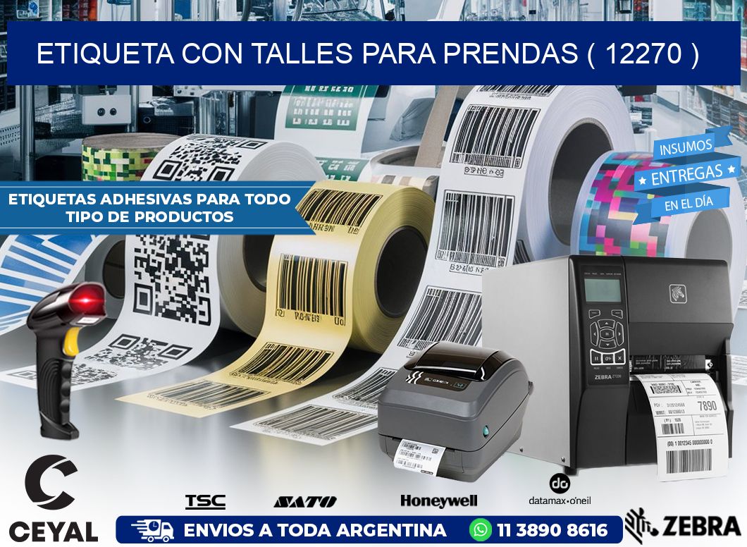 ETIQUETA CON TALLES PARA PRENDAS ( 12270 )