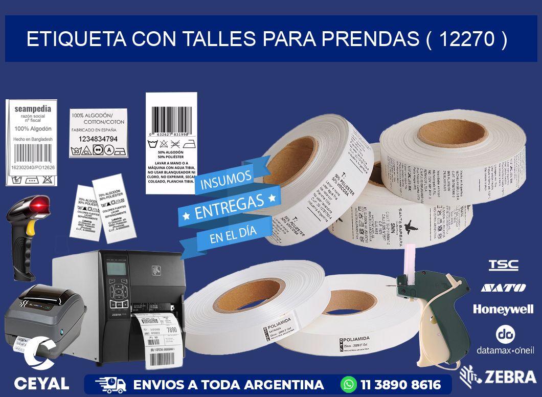 ETIQUETA CON TALLES PARA PRENDAS ( 12270 )