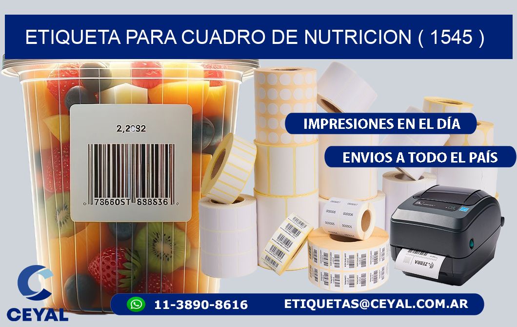 ETIQUETA PARA CUADRO DE NUTRICION ( 1545 )