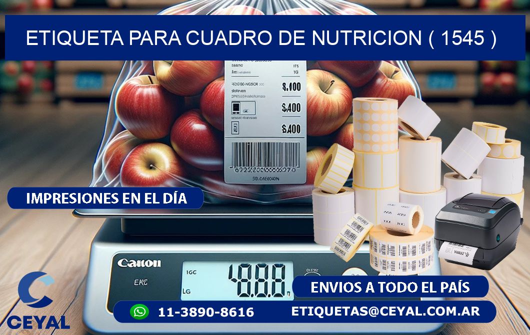 ETIQUETA PARA CUADRO DE NUTRICION ( 1545 )