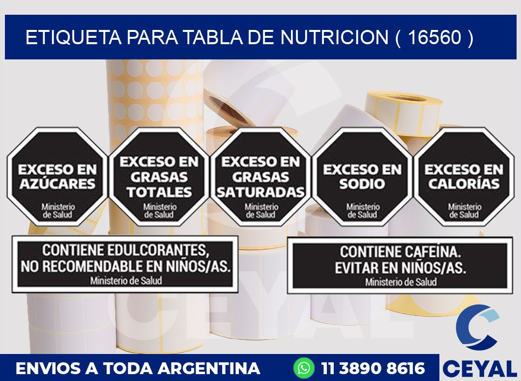 ETIQUETA PARA TABLA DE NUTRICION ( 16560 )