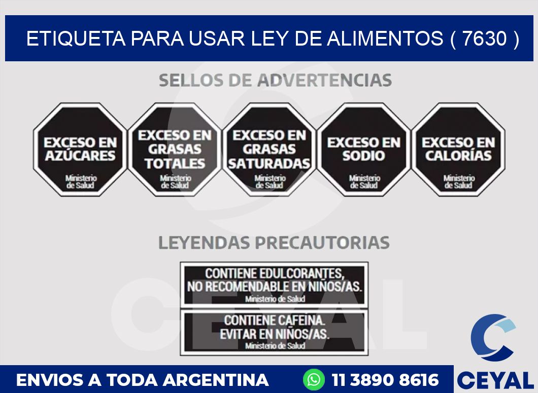 ETIQUETA PARA USAR LEY DE ALIMENTOS ( 7630 )