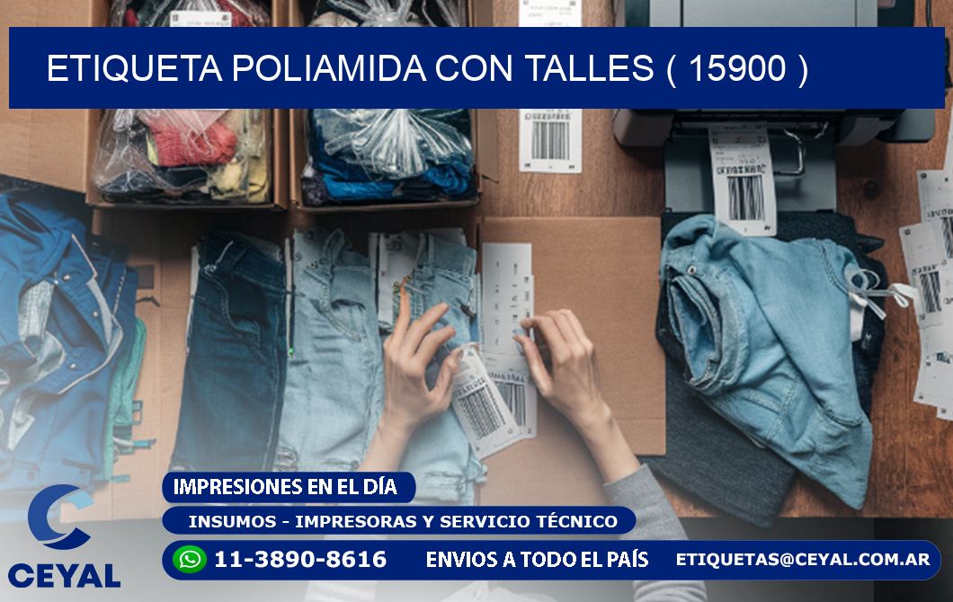 ETIQUETA POLIAMIDA CON TALLES ( 15900 )