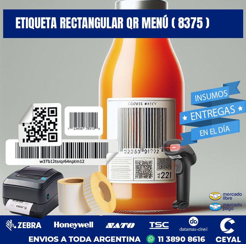 ETIQUETA RECTANGULAR QR MENÚ ( 8375 )