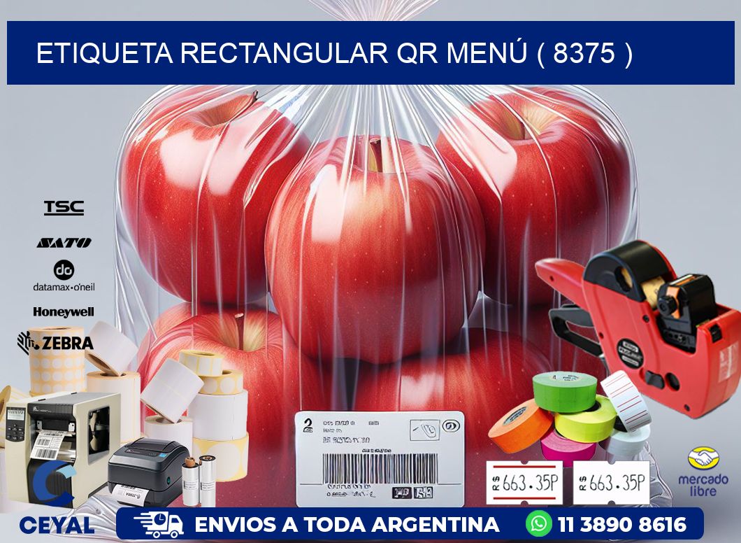 ETIQUETA RECTANGULAR QR MENÚ ( 8375 )