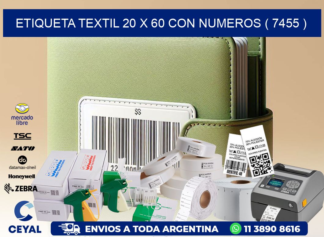 ETIQUETA TEXTIL 20 X 60 CON NUMEROS ( 7455 )
