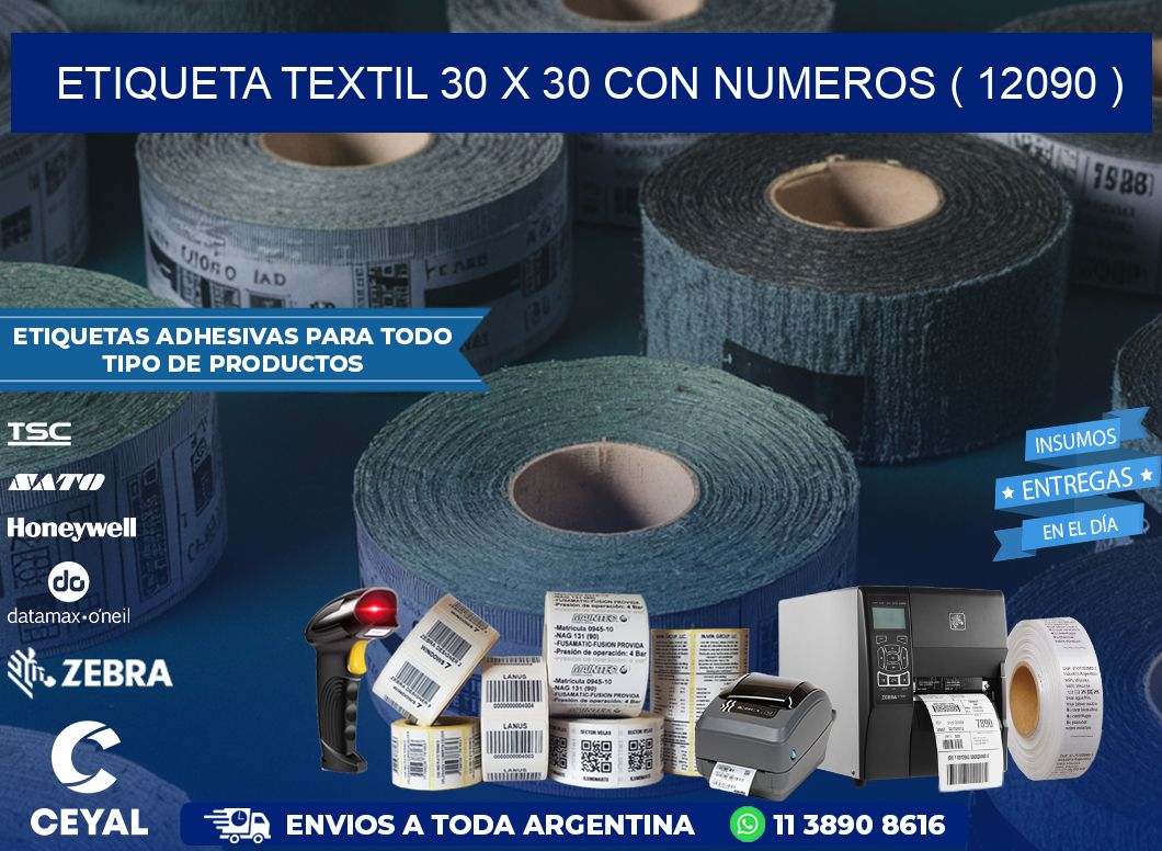 ETIQUETA TEXTIL 30 X 30 CON NUMEROS ( 12090 )