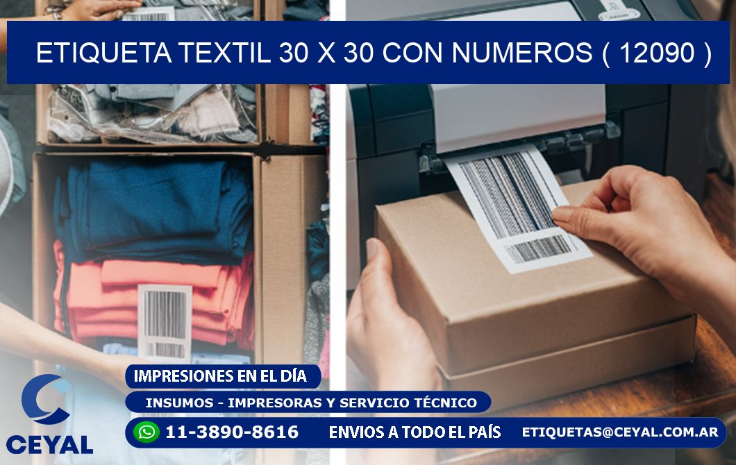 ETIQUETA TEXTIL 30 X 30 CON NUMEROS ( 12090 )