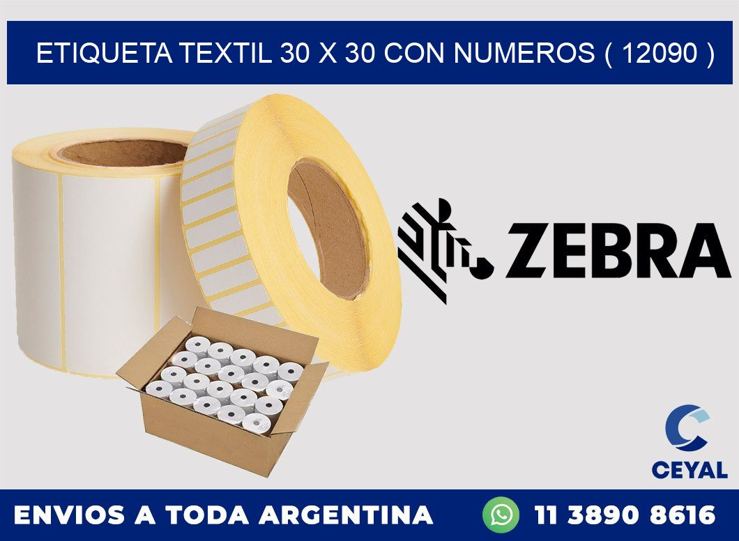 ETIQUETA TEXTIL 30 X 30 CON NUMEROS ( 12090 )
