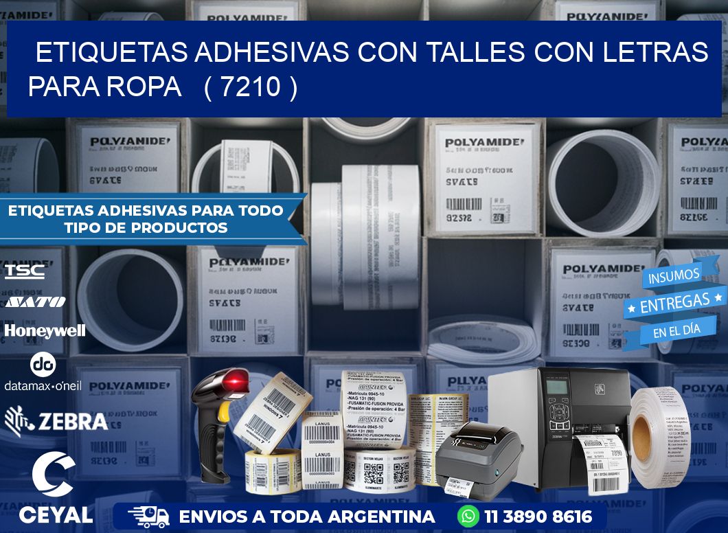 ETIQUETAS ADHESIVAS CON TALLES CON LETRAS PARA ROPA   ( 7210 )