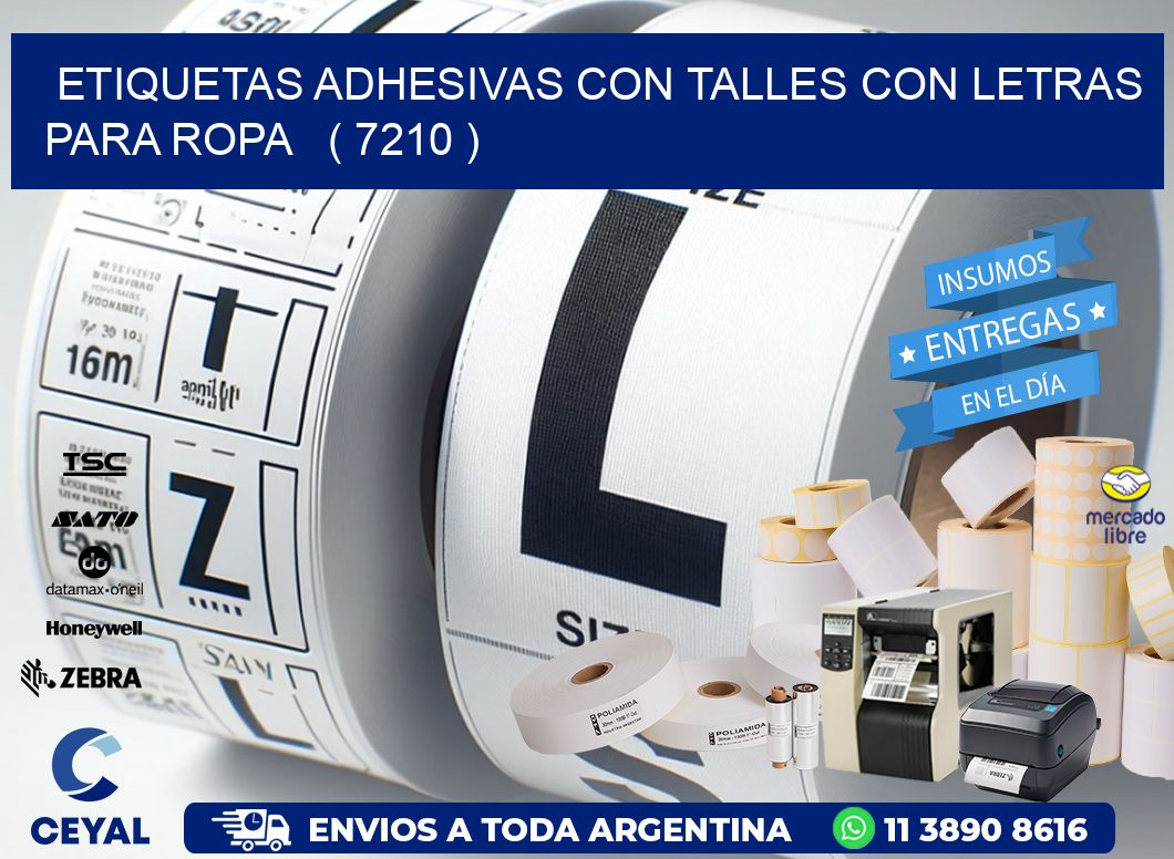 ETIQUETAS ADHESIVAS CON TALLES CON LETRAS PARA ROPA ( 7210 )