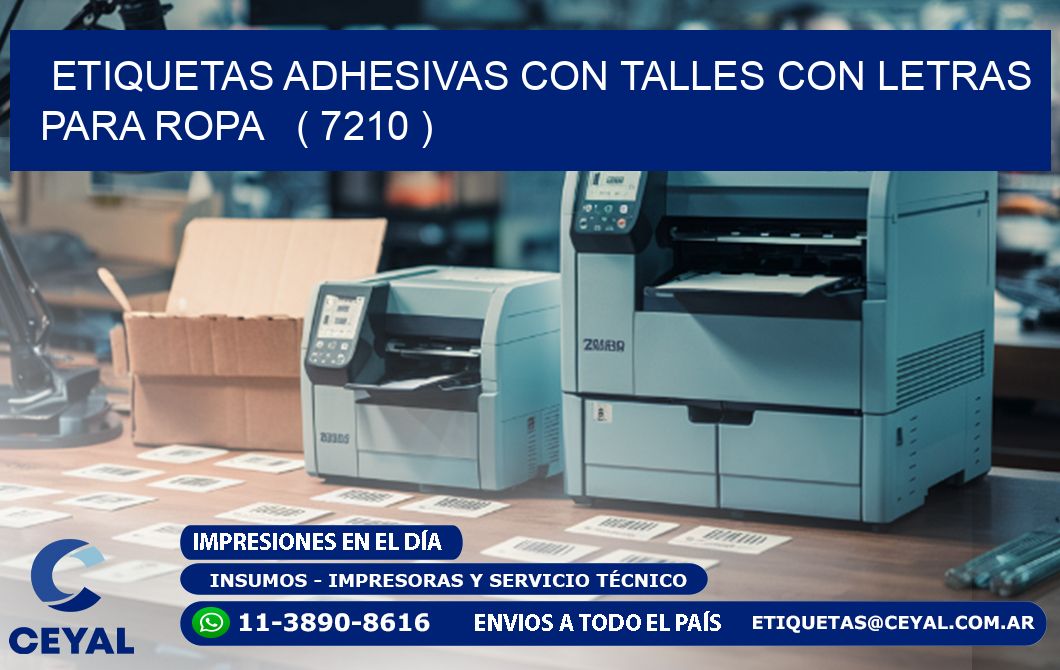 ETIQUETAS ADHESIVAS CON TALLES CON LETRAS PARA ROPA ( 7210 )
