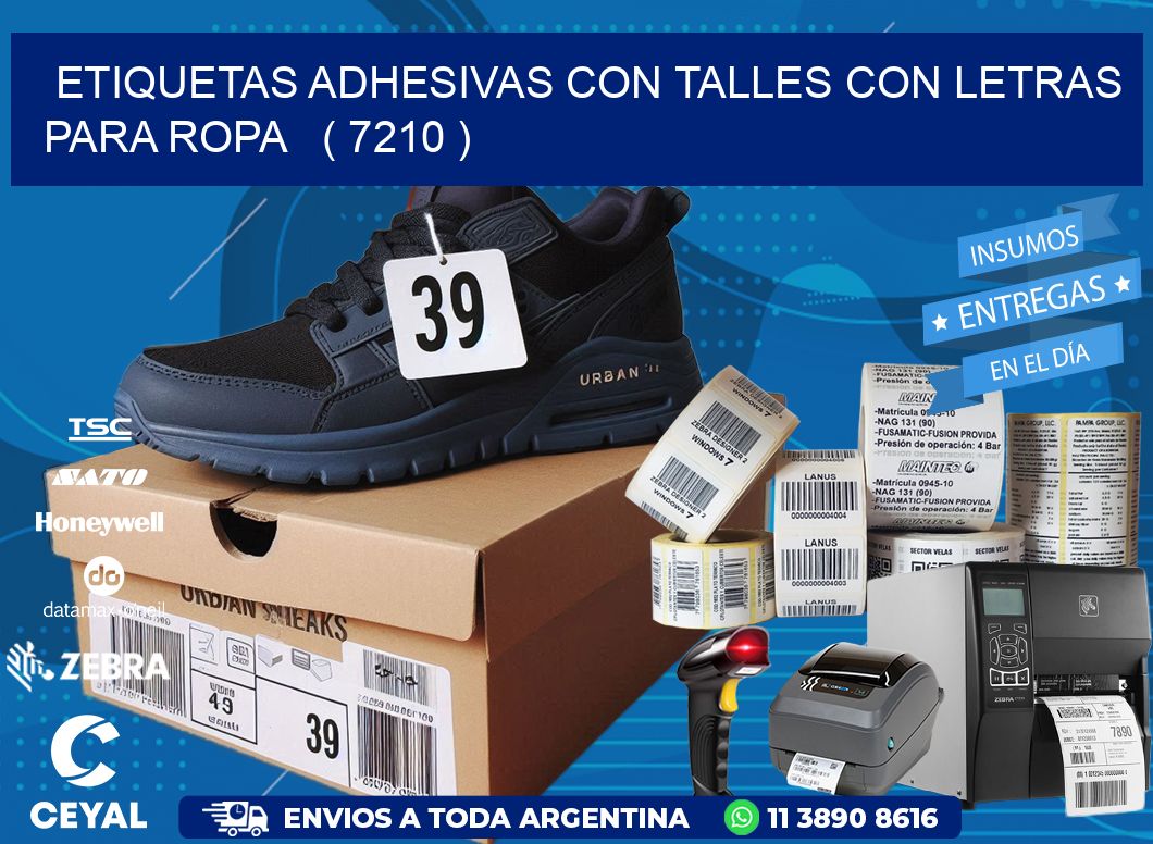 ETIQUETAS ADHESIVAS CON TALLES CON LETRAS PARA ROPA ( 7210 )