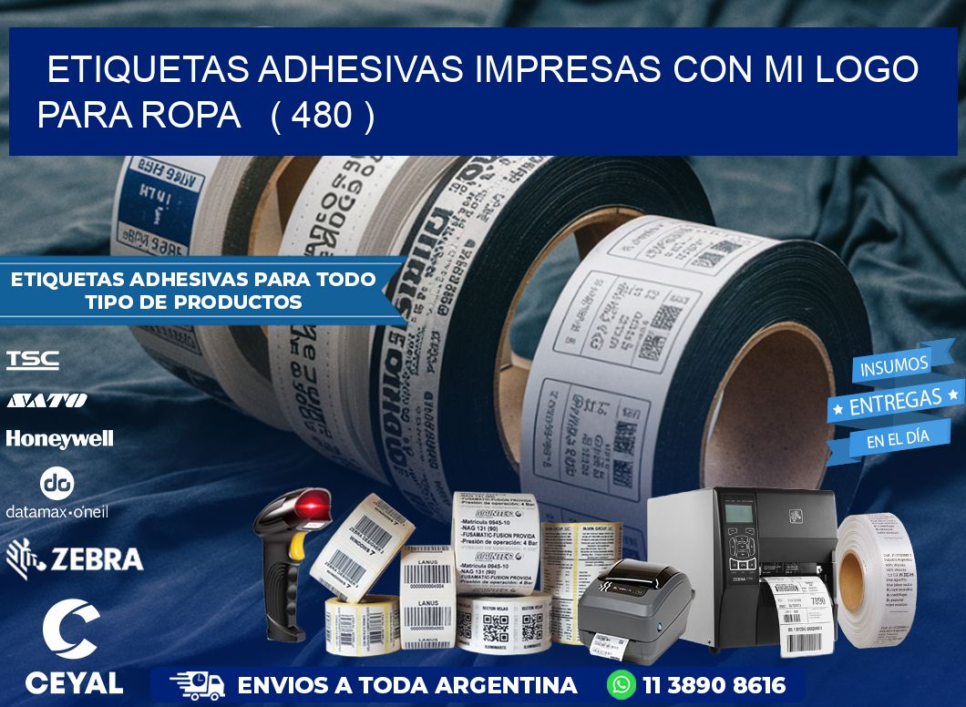 ETIQUETAS ADHESIVAS IMPRESAS CON MI LOGO PARA ROPA   ( 480 )