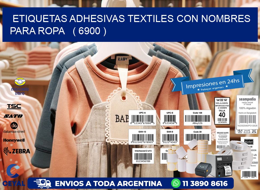 ETIQUETAS ADHESIVAS TEXTILES CON NOMBRES PARA ROPA ( 6900 )