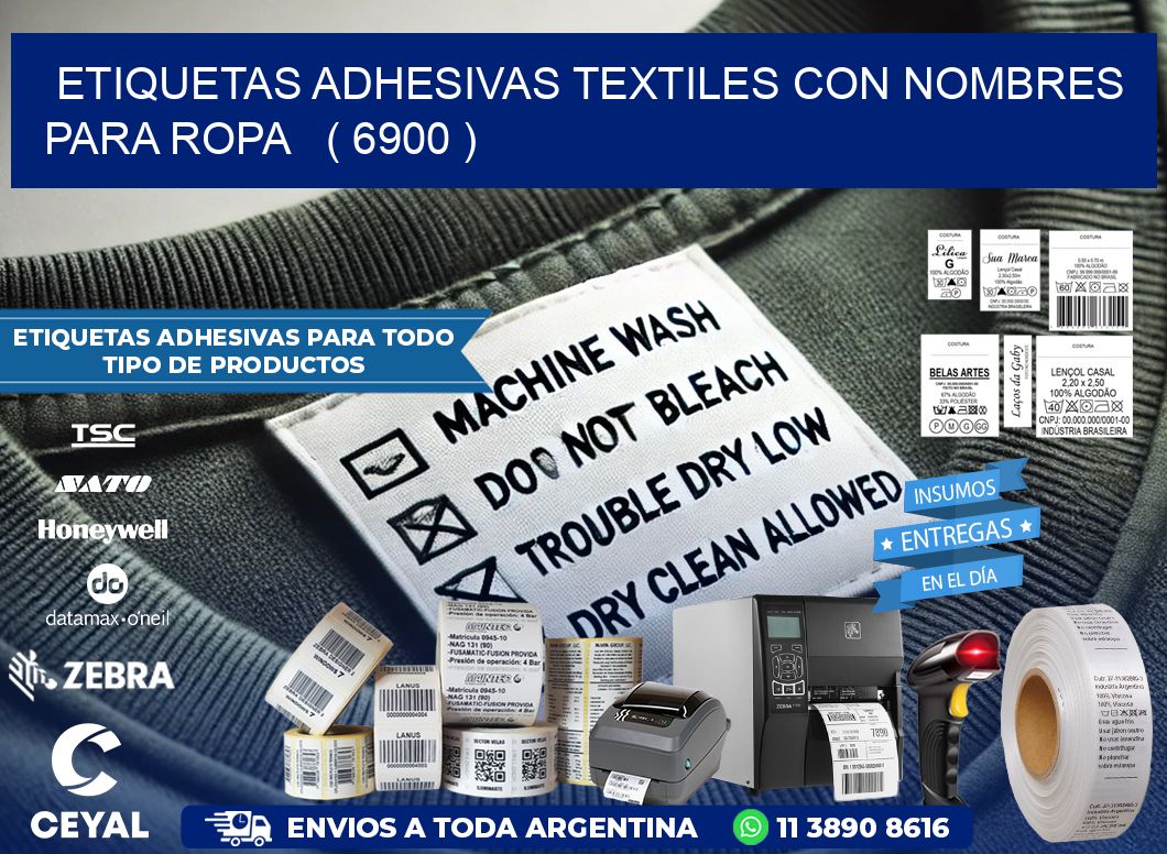 ETIQUETAS ADHESIVAS TEXTILES CON NOMBRES PARA ROPA ( 6900 )