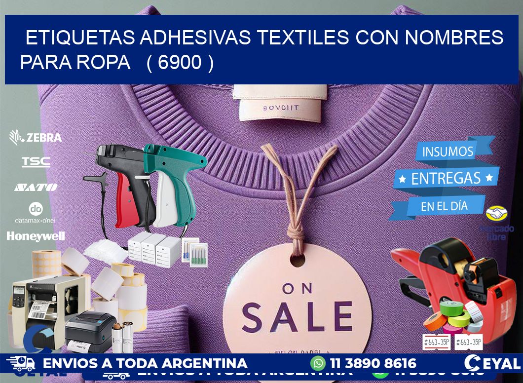 ETIQUETAS ADHESIVAS TEXTILES CON NOMBRES PARA ROPA ( 6900 )