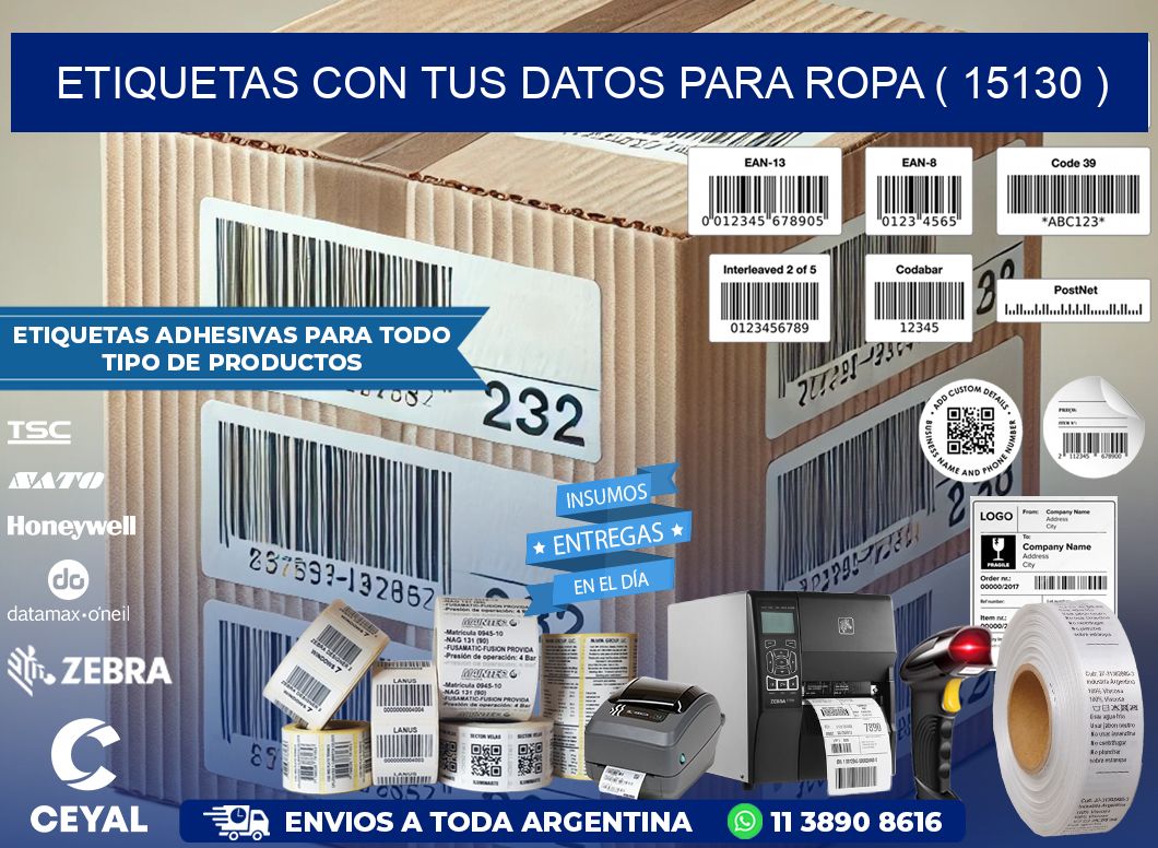 ETIQUETAS CON TUS DATOS PARA ROPA ( 15130 )
