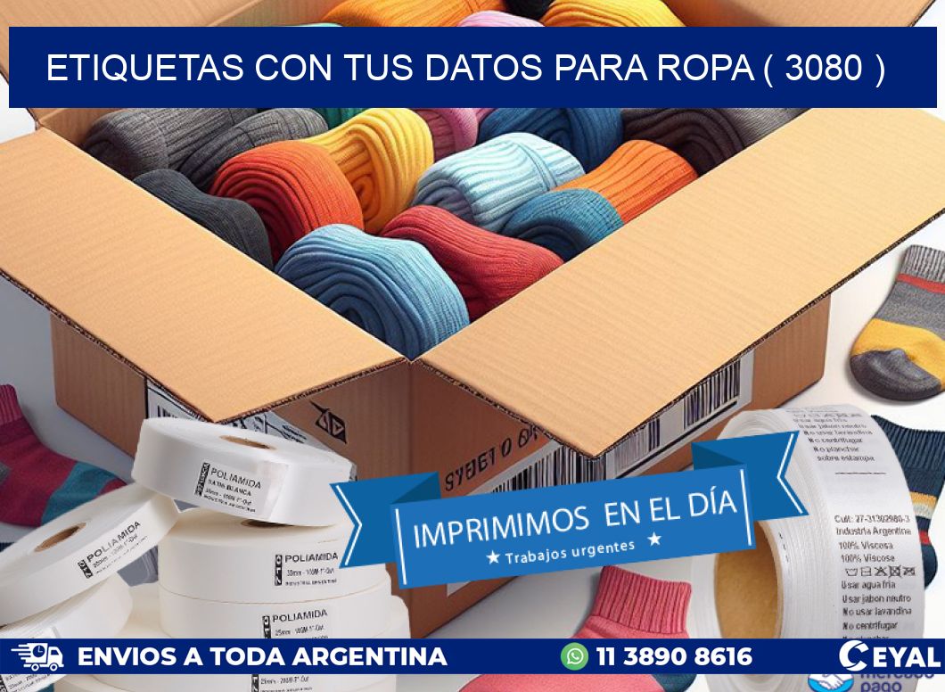 ETIQUETAS CON TUS DATOS PARA ROPA ( 3080 )