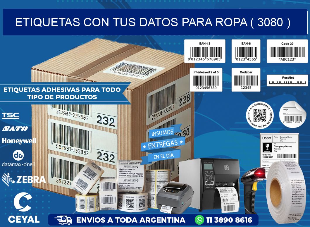 ETIQUETAS CON TUS DATOS PARA ROPA ( 3080 )