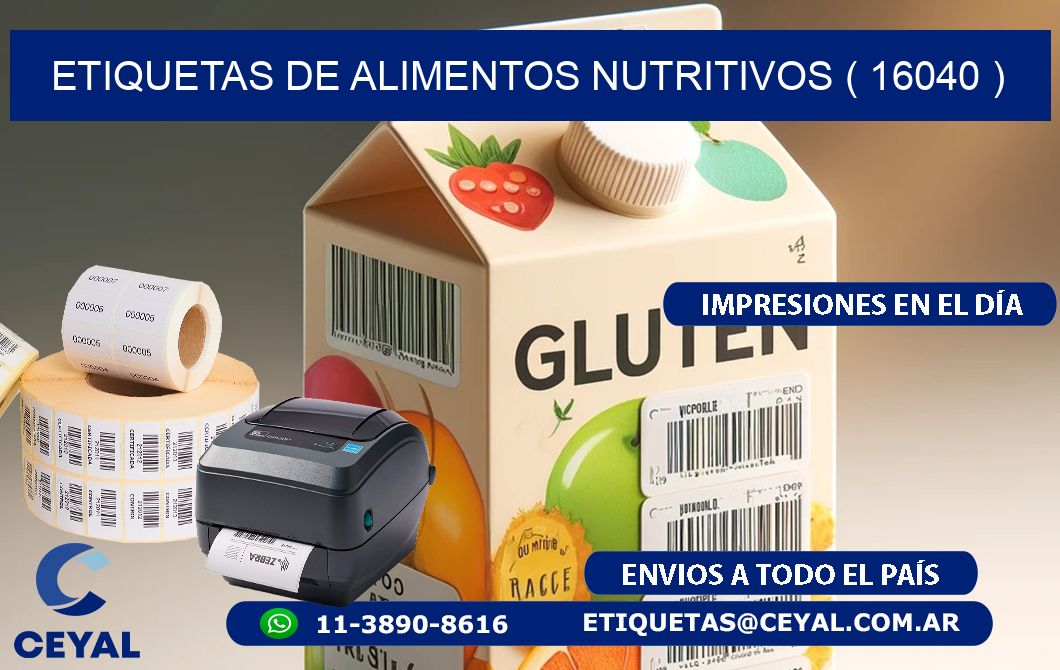 ETIQUETAS DE ALIMENTOS NUTRITIVOS ( 16040 )